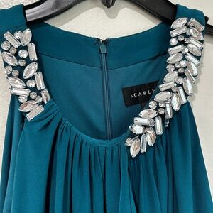 Scarlett Teal Dress with Crystal Embellishments